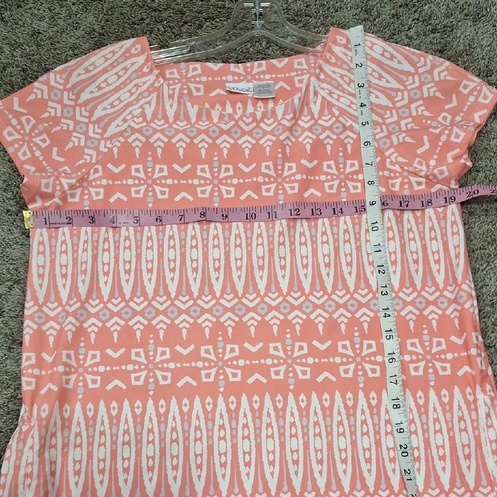 All For Color Peach and White Patterned Mini Dress - L - Picture 7 of 8